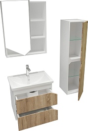 Grossman Мебель для ванной Инлайн 60 подвесная белая/дуб сонома – фотография-2